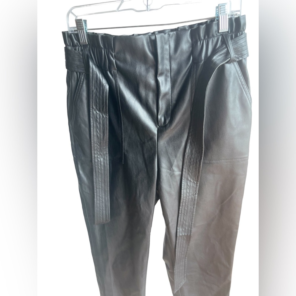 Blank NYC Black Faux Leather Paper Bag High Waist Pants Belted Size 30 - Picture 6 of 12